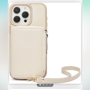 ZVE iPhone 14 Pro Max Case wallet Compatible with iPhone 14 Pro Max Beige